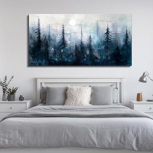 KELIYUAN Canvas Wall Art For Living Room Bedroom Wall Decor For Office Room Hallway Decoration Mural Modern Abstract Foggy Forest Landscape Prints Artwork Pictures Ready To Hang Home Decor 20x40 In