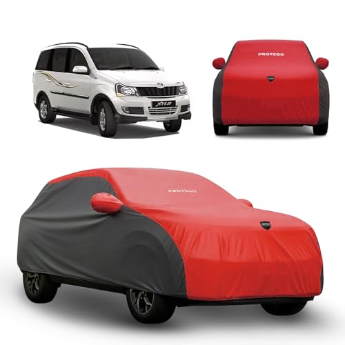 Image of PROTEGO Prime Series India's 1st Anti-Tear Car Cover for Mahindra Xylo | Heavy-Duty, Custom Fit, All Weather Protection | 100% Waterproof, Windproof & Hail Resistant | 2-Year Warranty | Red + Black