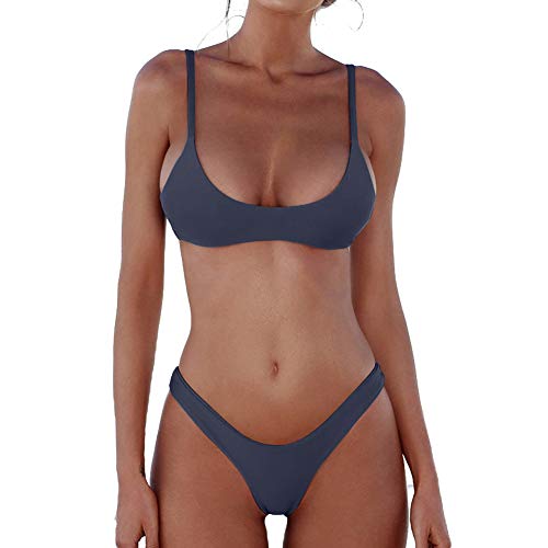 Womens Swimsuits 2 Pcs Brazilian Top Thong Bikini Set High Waisted Bathing Suits for Women