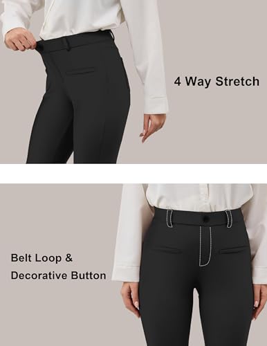 VIMPEP Fleece Lined Dress Pants for Women High Rise Flare Soft Feeling Pull On Work Yoga Pants for Cold Weather 11022