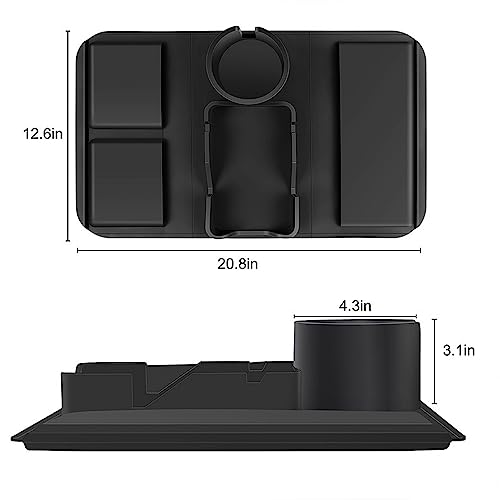 Hosoncovy Silicone Couch Drinking Cup Holder Tray with Side Pockets for Sofa Arm ,Couch Caddy Anti-Spill for Couch Arm Chair Recliner,Armrest Remote Control and Cellphone Organizer Holder - Image 3