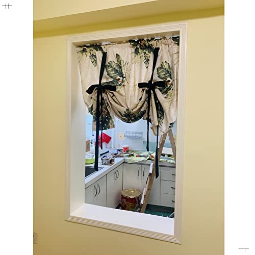 Happlignly Nordic Style Tie Up Curtains Valance Roman Shade - Kitchen Balloon Window Shades - Tropical Plant Print Partition Curtain - Short Curtain Adjustable For Bedroom 1 Pcs #TOP3