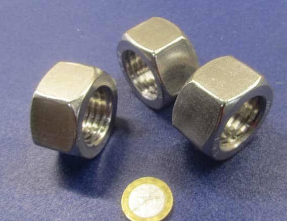 18-8 Stainless Steel Hex Nut 1 1/8"-7 Thread x 1-11/16" W x 31/32" H 3 Pcs