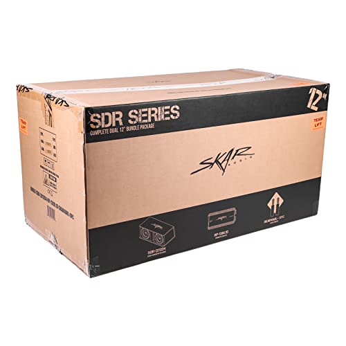 Image of Skar Audio Dual 12 inch Complete 2,400 Watt SDR Series Subwoofer Bass Package - Includes Loaded Enclosure with Amplifier