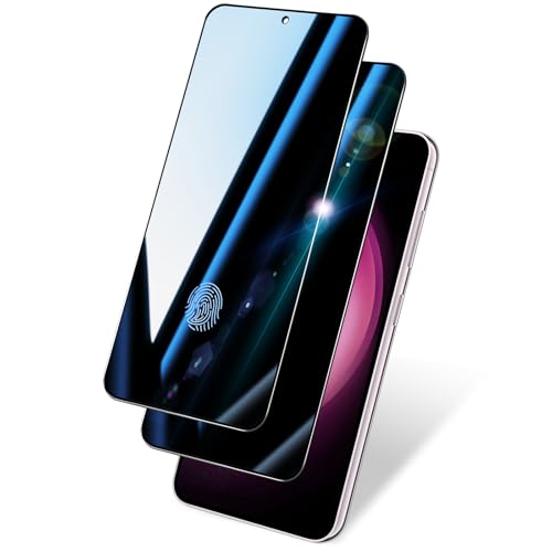 BSUWIN Privacy Screen Protector 2-Pack for Samsung S23 Plus/S23+ | Case Friendly & Fingerprint Unlock Compatible | 1-Minute Install 9H Hardness Tempered Glass