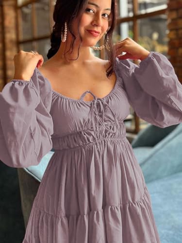 Image of Leriya Fashion Mini Dress for Women | One Piece Dresses for Womens | Stylish Dress for Woman |Mini Dresses Rayon for Women Stylish |Summer Casual Outfit Wear Events, Date & Evening Look