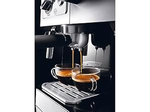 De'Longhi Kombikaffeemaschine BCO 421.S – Kaffeemaschine mit Espresso-Siebträger und Filterkaffee-Funktion inkl. Milchaufschäumdüse, Glaskanne & Wasserfilter-System, 1 l, Edelstahl/Schwarz, single