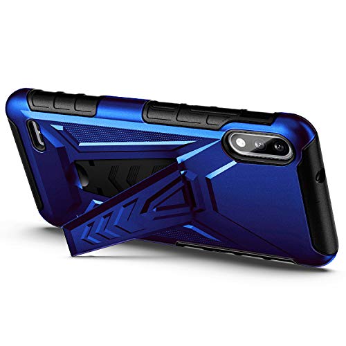 Nznd Case Compatible For Lg K22, Lg K32/K22+ Plus With Tempered Glass Screen Protector (Full Coverage), Belt Clip Holster With Built-In Kickstand, Heavy Duty Protective Shockproof Armor Case (Blue) #TOP2