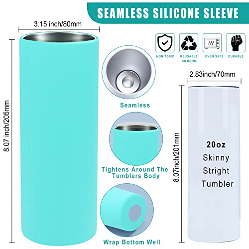 GORGECRAFT 2PCS Unseamed Silicone Wrap for Sublimation Tumblers 20oz Reusable Silicone Sublimation Sleeve Mug Clamp Sleeve Fixture for Full Wrap Tumbler Blanks Sublimation(Cyan) - Image 2
