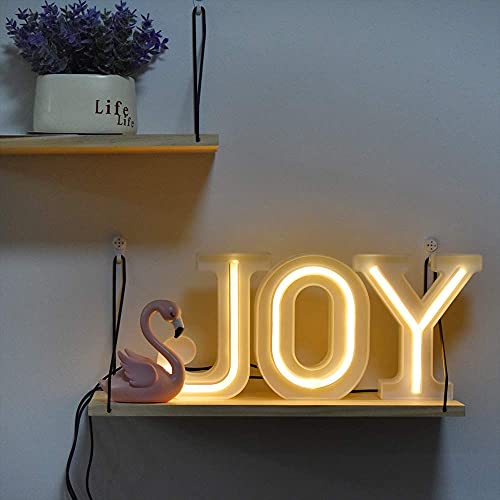 Guocheng 1 Pack 3Pcs Joy Set Led Neon Light Sign Alphabet Led Night Light Free Standing Neon Letters Wall Decorative Marquee Sign Ornaments For Home Bedroom Nursery Christmas #TOP5