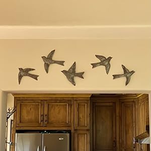 Set of 5 birds wall decor cute flying birds indoor outdoor handmade wall decorations for living room 6 inch haitian art  urban country home decor