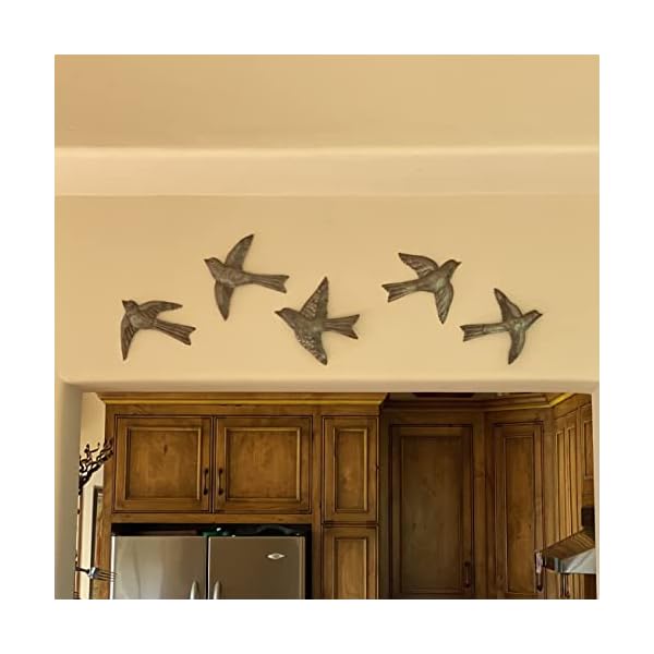 Set of 5 birds wall decor cute flying birds indoor outdoor handmade wall decorations for living room 6 inch haitian art  urban country home decor