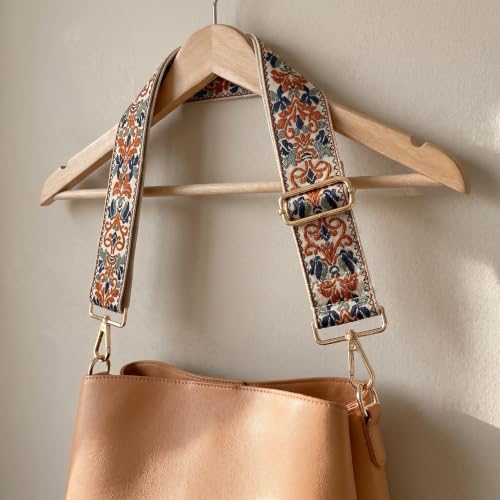 Image of Flower Purse Strap Replacement Embroidery Crossbody Shoulder Strap for Handbag Canvas Purse Extender Accessories