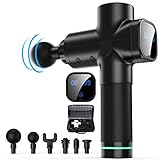 Massage Gun, Upgraded 6 Adjustable Speeds Handheld Vibration Deep Tissue Muscle Massager Device - with 6 Massage Heads and Portable Bag for Deep Muscle Tissue Massage