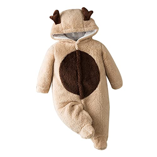 Jinyank Pasgeboren Fleece Herten Romper Snaps Warm Hooded Betaalde Jumpsuit Voor Baby Jongens Meisjes - Image 4