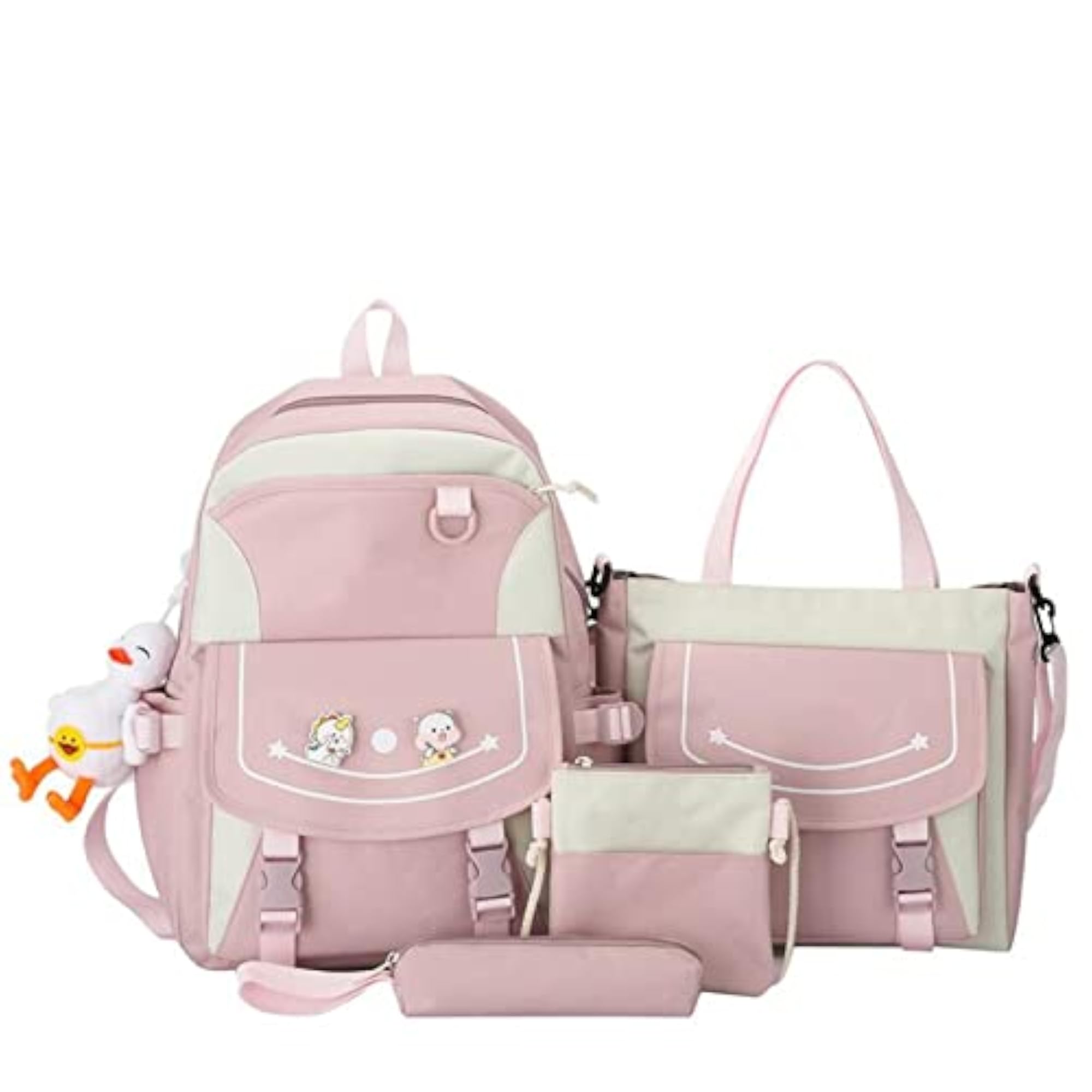 Cute Backpack 4Pcs Set with Aesthetic Accessories