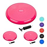 Relaxdays 3 x Balance Kissen, 140 kg Maximalgewicht, Balance Pad mit Luftpumpe, Ballsitzkissen mit Noppen, Fitness Kissen, pink