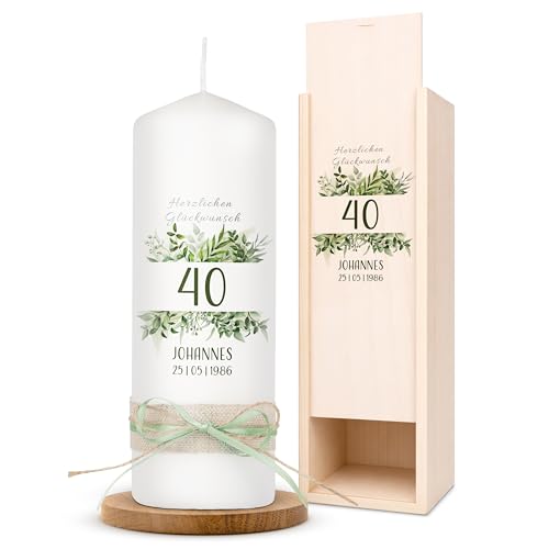 AMARI ® Geburtstagskerze personalisiert - Happy Birthday Kerze (002.05.01)- Personalisierte Kerzen - Geschenk - Kerze mit Namen - Kerze Geburtstag, 16. 18. 20. 21. 30. 40. 50. 60. 70. 80. 90. 100.