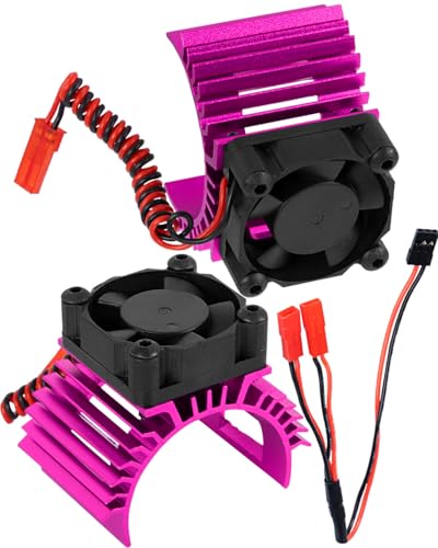 RC Aluminum 36mm Heat Sink Heatsink with 4.8-8.4V Cooling Fan Upgrades Part for 1/10 3650 3660 3670 540 550 Size Brushless Engine Motor RC Car Truck Buggy Crawler,Pink?1 Pair?