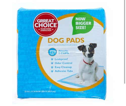 Great Choice Dog Training Pads, Leakproof with Odor Control, 23x24 Inch, 8-10 Hour Protection, Pheromone Attractant, 2 Cup Absorption 150 Count