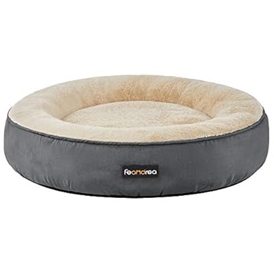 FEANDREA Dog Bed, Doughnut Cat Bed, Round, 60 cm Dia., Dark Grey PGW060G02