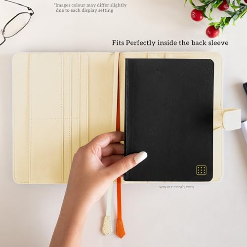 Image of NEORAH - B6 Notebook SLEEVE with SNAP Button + Dotgrid JOURNAL | Faux Leather Sleeve + Penloop | 2 Front 1 Back compartment | 6 Card Slots - AFTERGLOW
