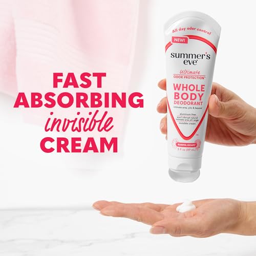Summer's Eve Blissful Escape Whole Body Deodorant for Women, Aluminum-Free Ultimate Odor Control Cream, 3 Oz
