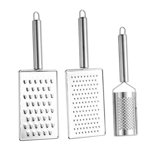 POPETPOP 3個多機能ステンレス製キッチンザスターグレーター点 微細おろし器 粗目チーズ 野菜スライサー 生姜 ニンジン ポテト用シェフ向け調