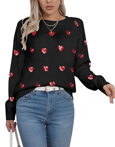 Image of Womens American Flag Sweater Crew Neck Casual Pullover Sweater