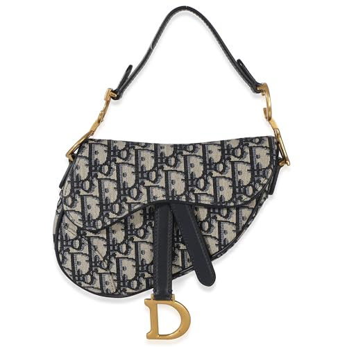 Dior, Pre-Loved Mini Saddle Bag Beige, Blue Mini