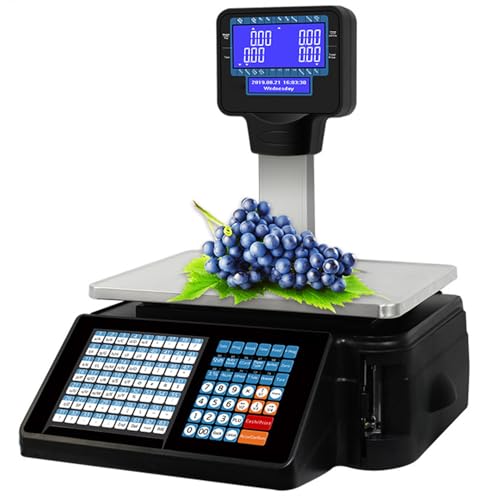 Báscula comercial digital con impresora térmica y doble pantalla miniatura 1