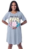 INTIMO DC Comics Women's Harley Quinn Mad Love Nightgown Sleep Pajama Shirt (Medium) Grey