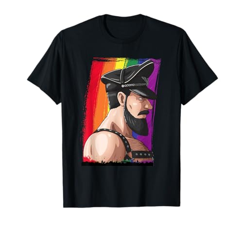 Sexy männlicher Bart Gay Daddy Bär Leder Gay Pride T-Shirt
