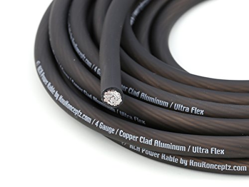 KnuKonceptz KCA Kable 4 Gauge Battery Power Ground Wire Black 10 Ft