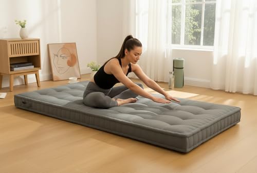 ATOOTFUSION Cotton Floor Box Mattress, 5-Inch Thick, 72X30X5 inches Single Size, Medium Firm, Foldable Rollable Cotton Bed Mattress Sleeping Capacity (Grey) - Image 5