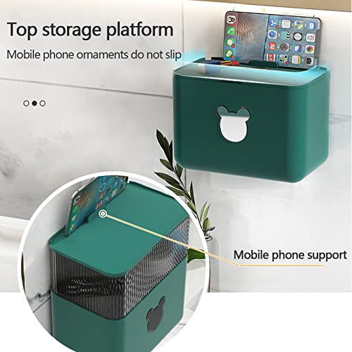 LucaSng Dispenser di carta da parete per asciugamani, rotolo di carta con contenitore per cosmetici, per ufficio, bagno, cucina e ristorante, asciugamani usa e getta da appendere alla parete (verde)