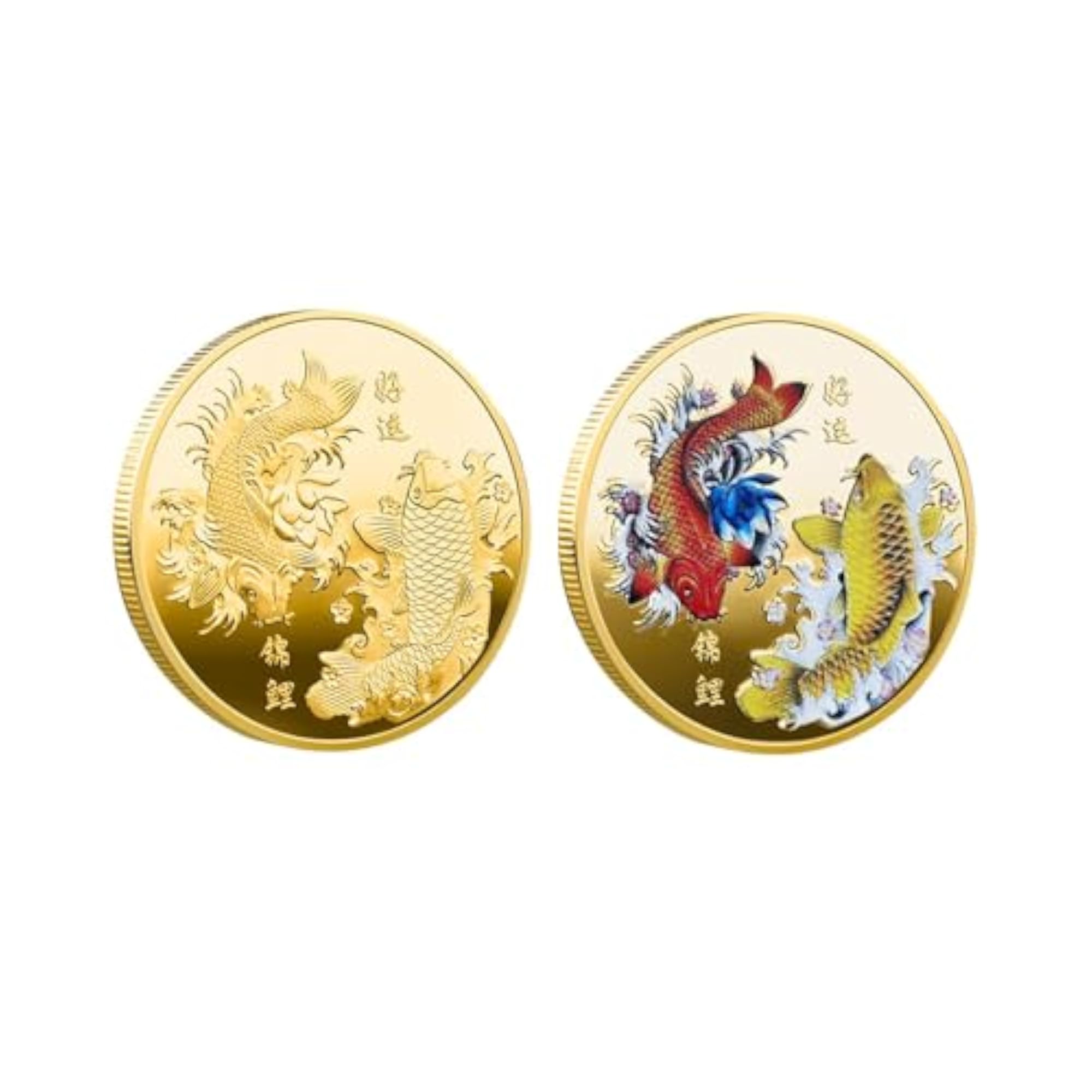 Chinese Koi Lucky Coin Bookcase Decor