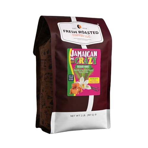 Image of Fresh Roasted Coffee, Jamaican Me Crazy Flavored Drip Ground Coffee, Medium Roast, Kosher, 2 lb (32 oz)