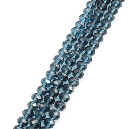 Image of 200pcs Czech Faceted Rondelle Crystal Glass Beads 6mm Bulk Dark Sapphire Blue