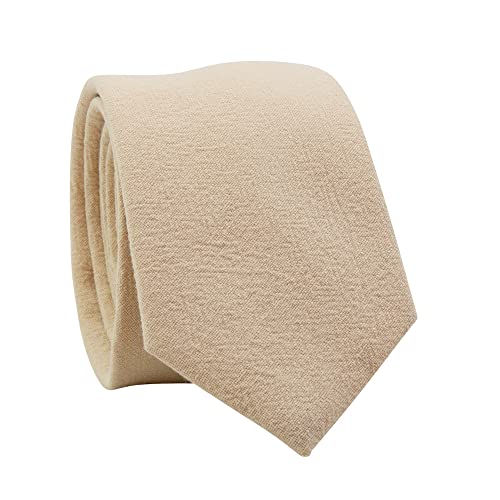 Image of DAZI Men's Skinny Tie, Cotton Wool Linen Necktie, Great for Weddings, Groom, Groomsmen, Missions, Dances, Gifts.