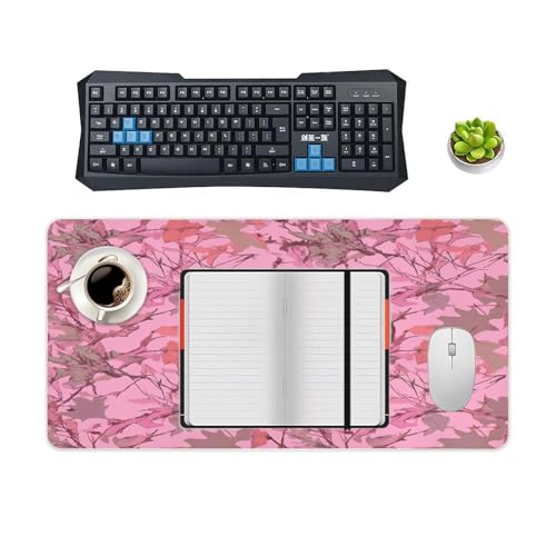 Pink Leaves Camo Desk Pad Large 12"x24" miniatura 4