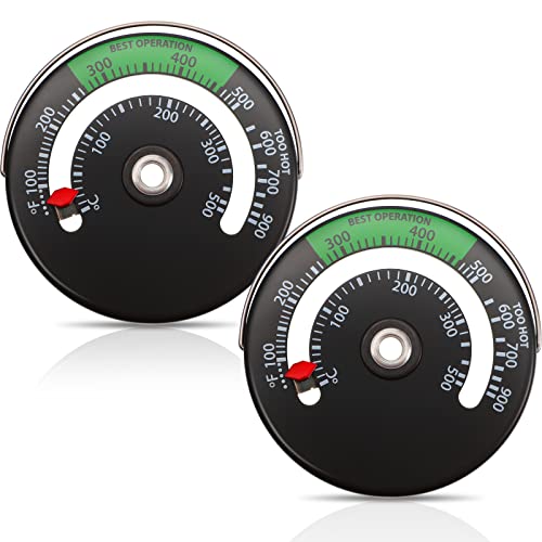 Weewooday Magnetic Stove Thermometer Fire Stove Pipe Thermometer Gauge for Wood Log Chimney Pipe Oven Temperature Meter(2 Pieces)