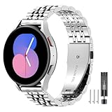 EZMVZKU Metall Armband für Garmin Venu2 plus/Venu Sq2/Active 5, Amazfit GTS 4/3/2 mini, 20mm Edelstahl Armband für Samsung Galaxy Watch 6/5/4, Huawei Watch GT3/GT2 42mm-silver