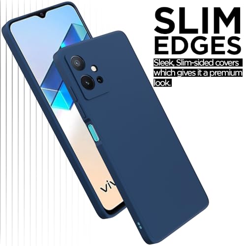 Image of Outlouders Back Cover for Vivo T1 5G / Vivo Y75 5G / iQOO Z6 5G | Camera Protection | Durable Soft Matte Silicone Bumper Case (Blue)