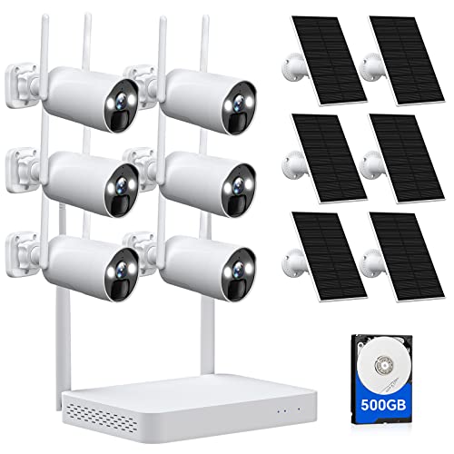 Camcamp Wireless Solar Powered Security Camera System, Include 6Pcs 100% Wire-Free Camera & Nvr (Pre-Installed 500Gb Hdd), Forever Power, 4Mp Color Night Vision, Ip66 Waterproof, Pir Motion Detection #TOP17