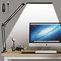 GNQJDC LED Desk Lamps for Home Office,Adjustable Swing Arm Desk Light with Clamp, 3 Color Modes,Dimmable 10 Brightness Levels,Memory Function Desk Lamp for Study, Reading-Black