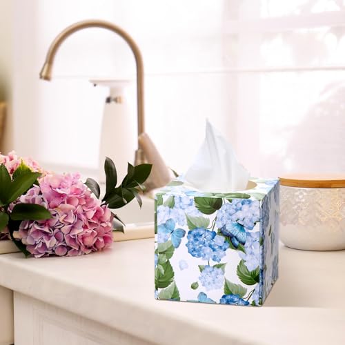 Image of Marsui 4.7 Inch Large Tissue Cube Boxes 2 Ply 7.18 * 8.7 Inch Facial Papers Large Tissues Boxes Cover Bulk Travel Size Face Facial Cube Pack Upright Face for Bathroom Kitchen Bedroom(Hydrangea)