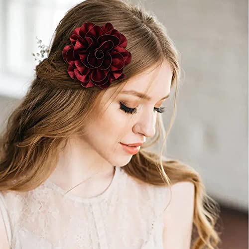 Cinaci CSP0138 10 Pack Satin Solid Big Flower Alligator Hair Clips Floral Duckbill Barrettes Hair Pins Accessories thumb #3