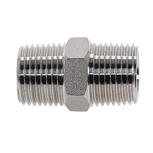 Image of Beduan 1 /4 inch Male to 1 /4 inchMale NPT Hex Nipple Stainless Steel Pipe Fitting (Pack of 4)