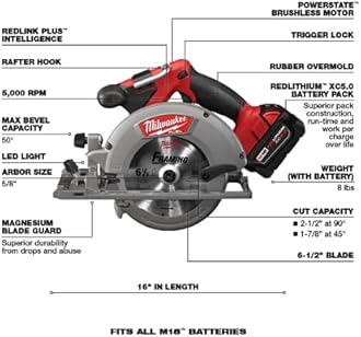 Milwaukee M18 FUEL 18-Volt Lithium-Ion Brushless Cordless Combo Kit with Two 5.0 Ah Batteries, 1 Charger, 2 Tool Bags (7-Tool)